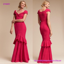 New Arrival Flattering Cap Sleeves and Pleated Sweetheart Bodice Sleek Evening Dress with Featuring a Front Twist Detail